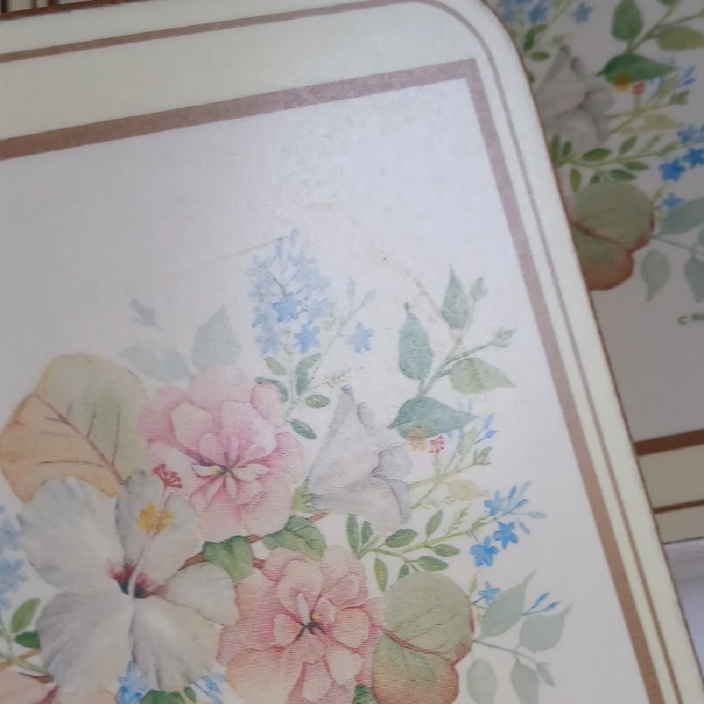 Vintage Pimpernel Bermuda White Hibiscus 6 coasters with box